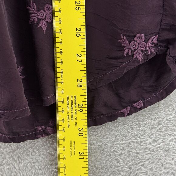 Johnny Was Top S Burgundy Floral Tunic Boho Embroidered V-Neck Long Sleeve - Picture 10 of 13